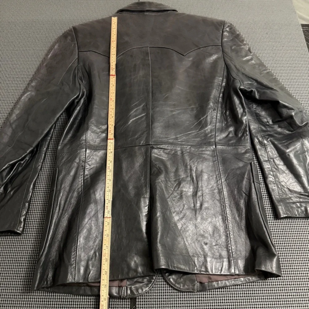Adler Leatherwear Vintage Black Leather Western Blazer Jacket Mens 40 Yoke